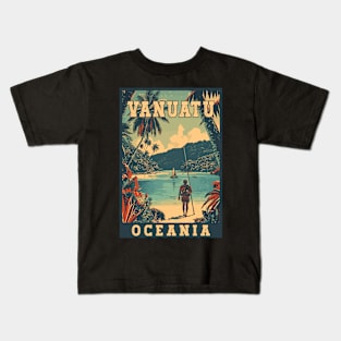 Vanuatu In Oceania Tropical Paradise Travel Art Kids T-Shirt